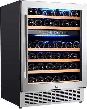 Aobosi 24 Inch 46 Bottle Dual Zone Wine Cooler