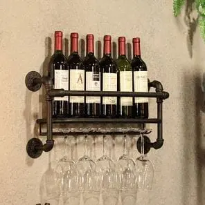 BOKKOLIK Wall Mounted Industrial Wine Glass Rack