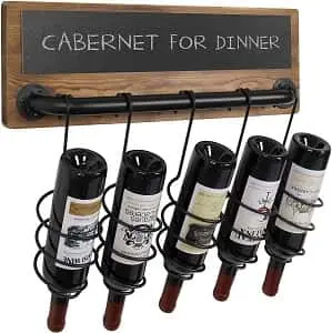 MyGift Industrial Pipe and Wood Design Wall Mounted Wine Rack