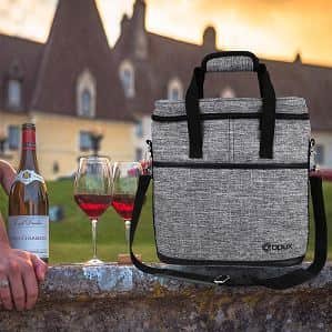 OPUX Premium Insulated 3 Bottle Wine Carrier Tote Bag