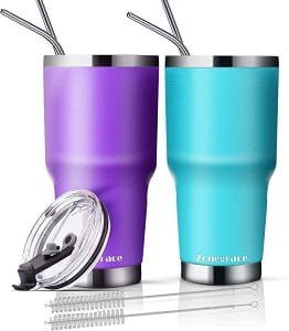 Zonegrace 2 Pack 30oz Insulated Tumbler with Lids and Straw