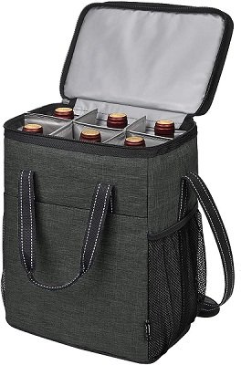 Tirrinia 6-Bottle Portable Wine Cooler Tote Bag