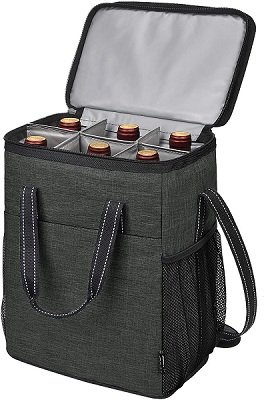 Tirrinia 6 Bottle Portable Wine Cooler Tote Bag