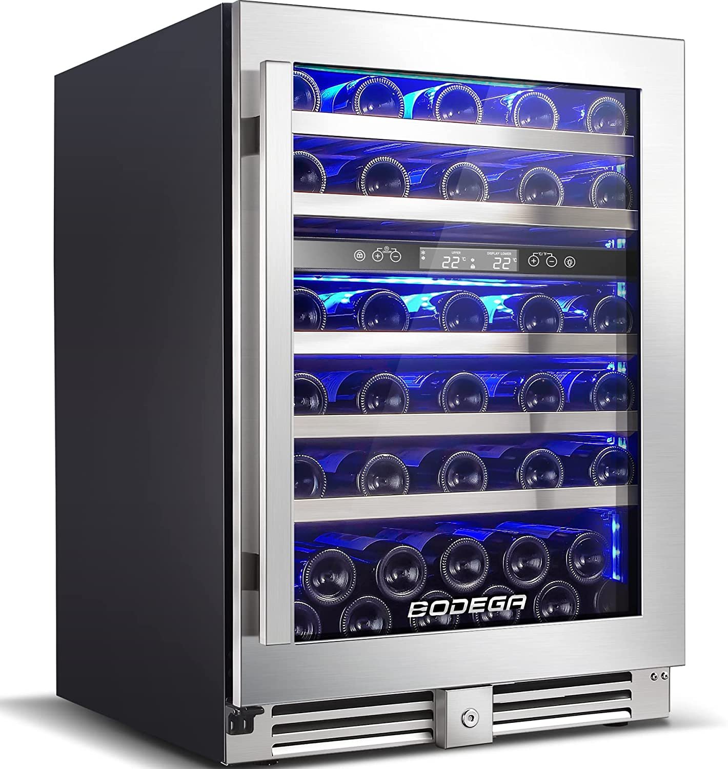 BODEGA 24 Inch 56 Bottle Dual Zone Wine Cooler Refrigerator