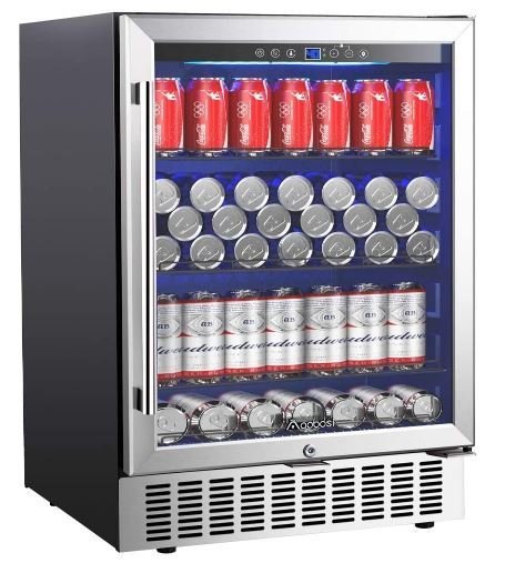 AAOBOSI 24 Inch 164 Cans Freestanding and Built-in Beverage Refrigerator