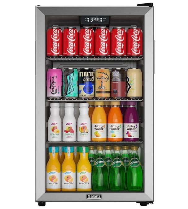 Galanz  130 Can Beverage Refrigerator Cooler with Reversible Glass Door