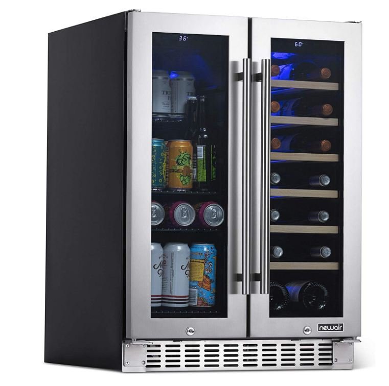 Newair french door 24 inch wine and beverage cooler