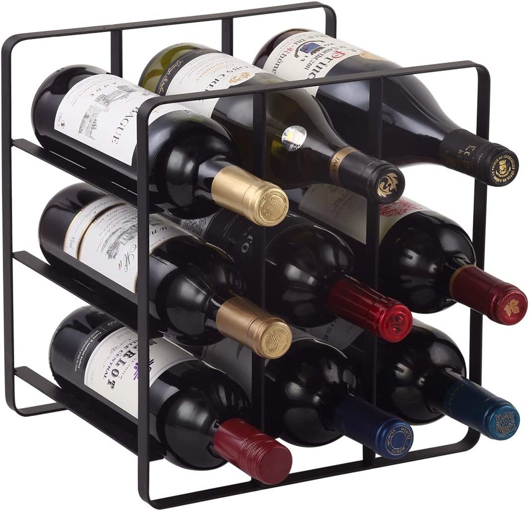 Buruis 9 Bottles Metal Wine Rack For Basement