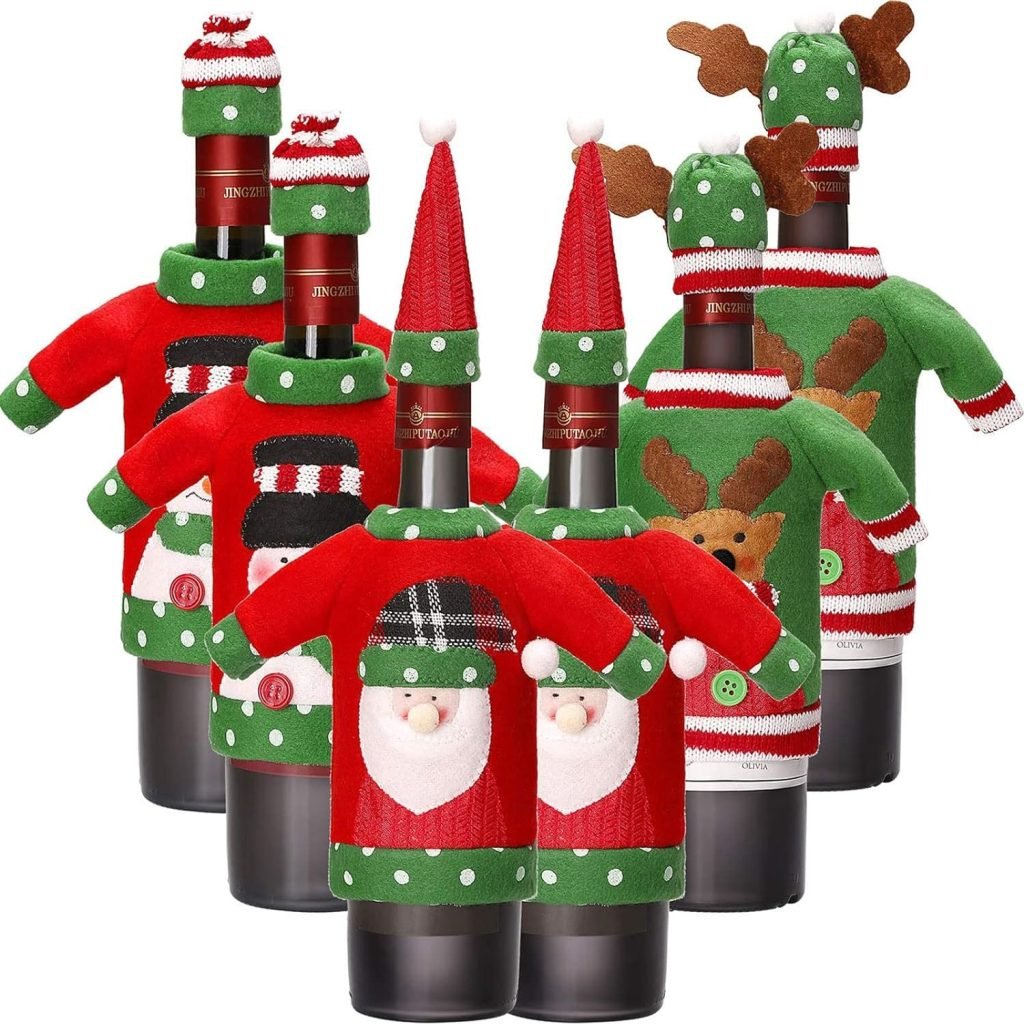 Boao 6 Sets Christmas Wine Bottle Sweater Cover