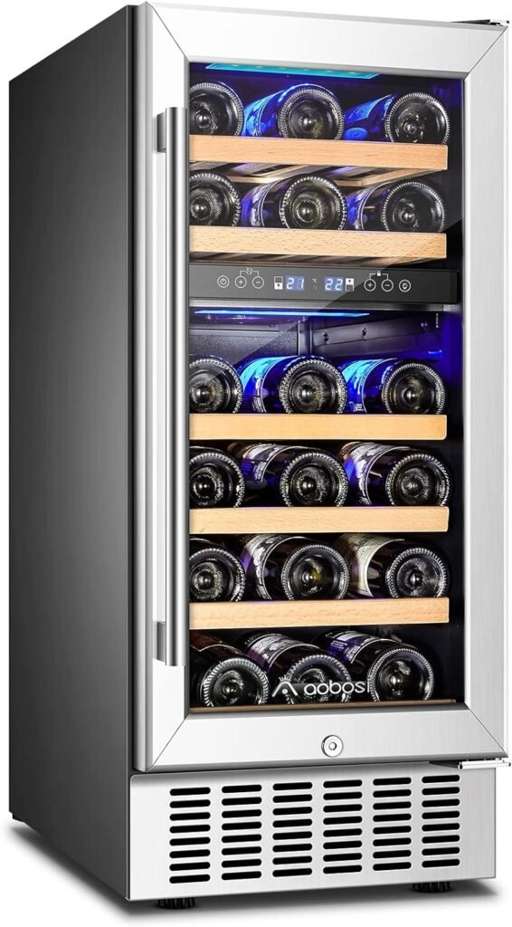 AAOBOSI 28 Bottle Dual Zone Wine Cooler Refrigerator